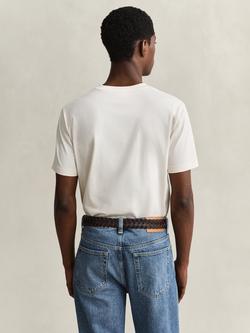 GANT Graphic Print Crew Neck Cotton T-Shirt, Cream - view 2, Cream