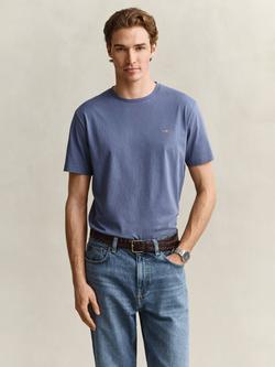 GANT Shield Crew Neck Cotton T-Shirt, Blue Horizon, Blue Horizon