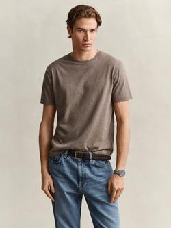 GANT Shield Crew Neck Cotton T-Shirt, Dk Hazelnut Melange, Dk Hazelnut Melange