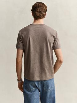 GANT Shield Crew Neck Cotton T-Shirt, Dk Hazelnut Melange - view 2, Dk Hazelnut Melange