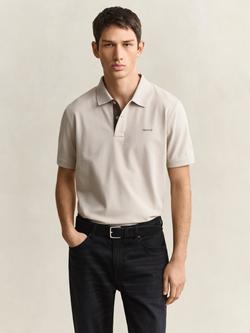 GANT Piqué Cotton Blend Polo Shirt, Clay Beige, Clay Beige