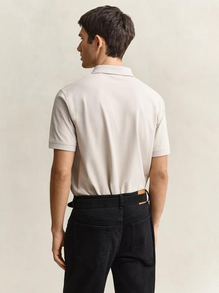 GANT Piqué Cotton Blend Polo Shirt, Clay Beige - view 2, Clay Beige