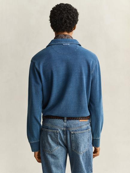 GANT Rugger Cotton Polo Shirt, Indigo - view 2, Indigo