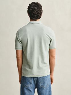 GANT Cotton Piqué Polo Shirt, Soft Green Melange - view 2, Soft Green Melange