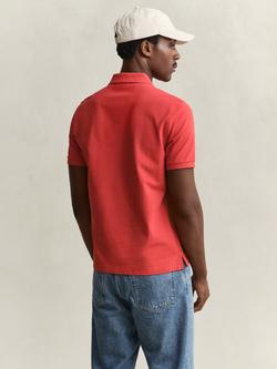 GANT Cotton Piqué Polo Shirt, Maple Fire - view 2, Maple Fire