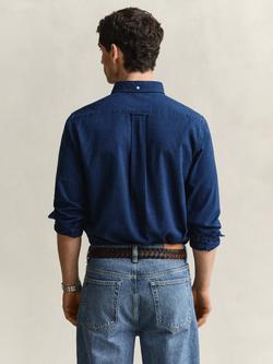 GANT Button Down Cotton Shirt, Dark Indigo - view 2, Dark Indigo