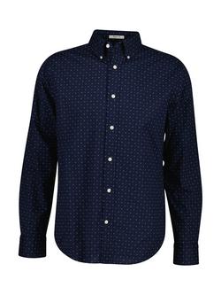 GANT Button Down Micro Print Cotton Shirt, Evening Blue, Evening Blue