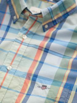 GANT Button Down Check Cotton Shirt, Misty Mint - view 2, Misty Mint