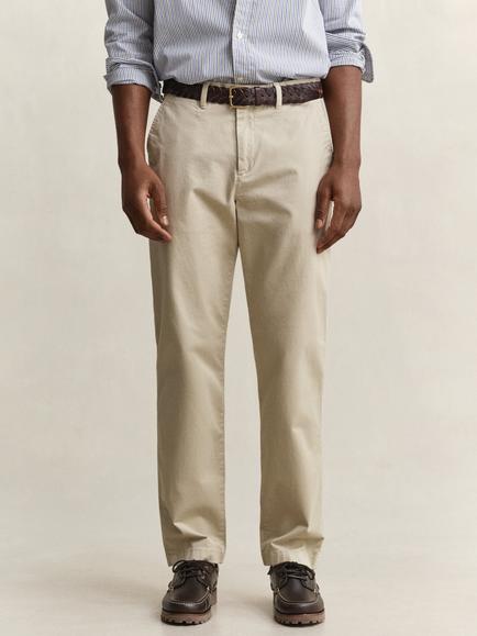 GANT Straight Cotton Blend Chinos, Clay Beige - view 2, Clay Beige