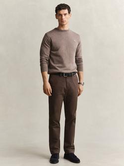 GANT Straight Cotton Blend Chinos, Shadow Brown, Shadow Brown