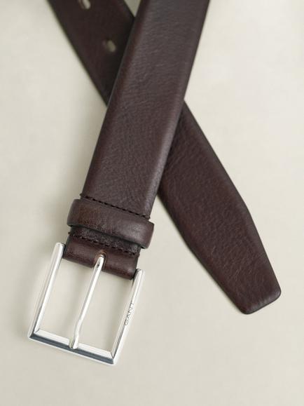 GANT Leather Belt, Rich Brown - view 2, Rich Brown
