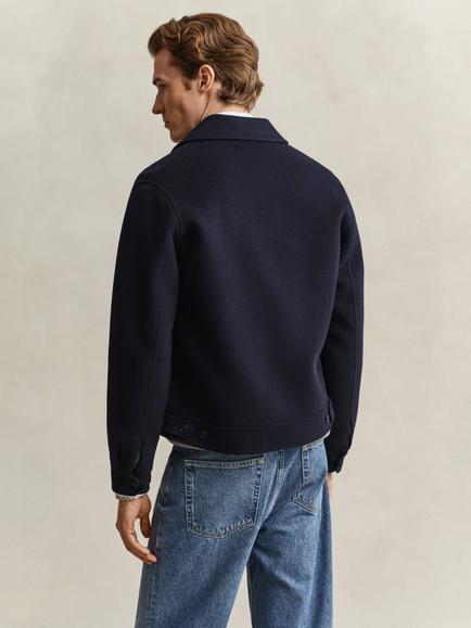 GANT Zip Front Wool Blend Jacket, Evening Blue - view 2, Evening Blue