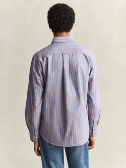 GANT Button Down Stripe Cotton Oxford Shirt, Crisp Blue - view 2, Crisp Blue