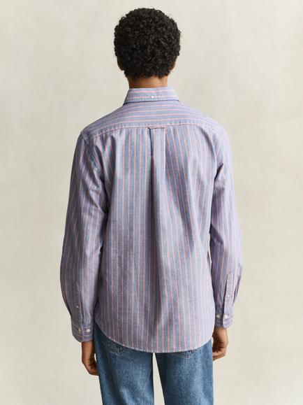 GANT Button Down Stripe Cotton Oxford Shirt, Crisp Blue - view 2, Crisp Blue