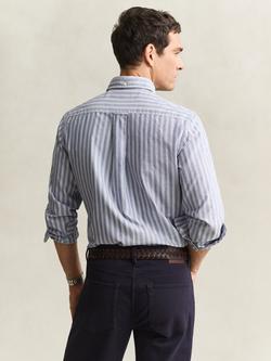 GANT Button Down Stripe Cotton Shirt, College Blue - view 2, College Blue