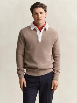GANT Rugger Cotton Merino Wool Blend Jumper, Mist Taupe, Mist Taupe