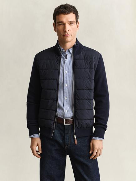 GANT Hybrid Zip Front Cardigan, Evening Blue, Evening Blue
