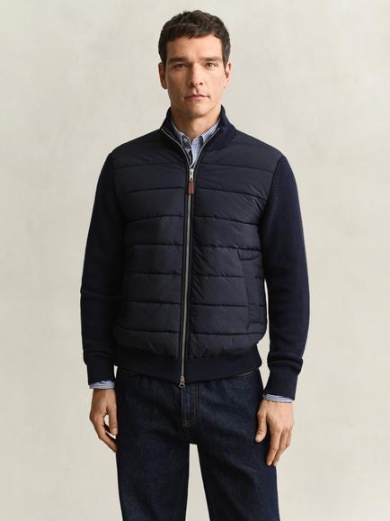 GANT Hybrid Zip Front Cardigan, Evening Blue - view 2, Evening Blue