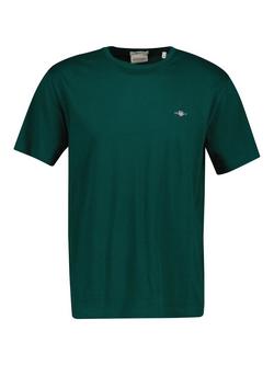 GANT Regular Shield Cotton Crew Neck T-Shirt, Dark Emerald, Dark Emerald