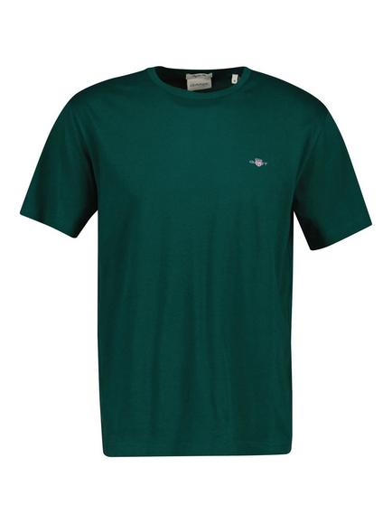 GANT Regular Shield Cotton Crew Neck T-Shirt, Dark Emerald, Dark Emerald