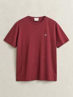 GANT Shield Crew Neck Cotton T-Shirt, Deep Grape Wine, Deep Grape Wine