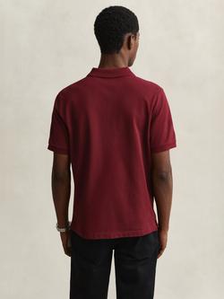 GANT Cotton Piqué Polo Shirt, Deep Grape Wine - view 2, Deep Grape Wine