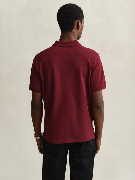GANT Cotton Piqué Polo Shirt, Deep Grape Wine - view 2, Deep Grape Wine