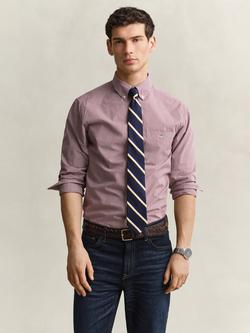 GANT Button Down Check Cotton Shirt, Deep Grape Wine, Deep Grape Wine