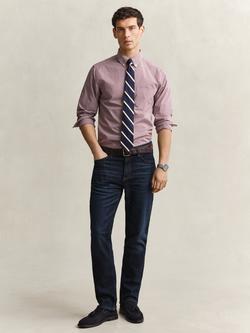 GANT Button Down Check Cotton Shirt, Deep Grape Wine - view 2, Deep Grape Wine