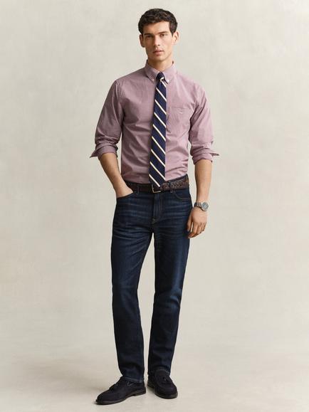 GANT Button Down Check Cotton Shirt, Deep Grape Wine - view 2, Deep Grape Wine