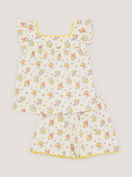 Monsoon Kids' Rose Bud Pyjama Set, Ivory, Ivory