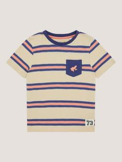 Monsoon Kids' Embroidered Frog Stripe T-Shirt, Multi, Multi