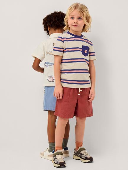 Monsoon Kids' Embroidered Frog Stripe T-Shirt, Multi - view 2, Multi