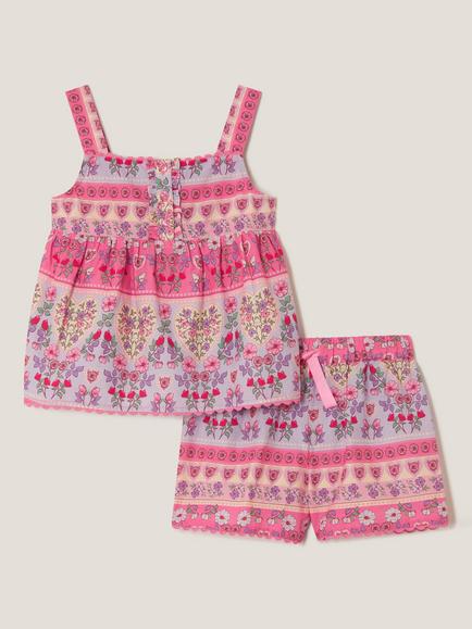 Monsoon Kids' Floral Print Short Pyjama Set, Multi, Multi