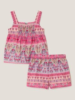 Monsoon Kids' Floral Print Short Pyjama Set, Multi - view 2, Multi