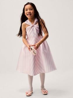 Monsoon Kids' Marney Stripe Duchess Party Dress, Pink, Pink