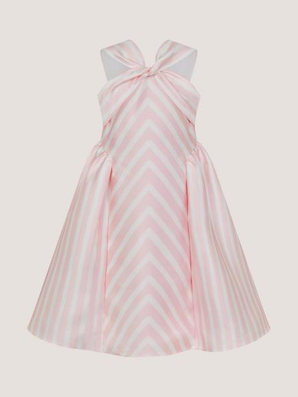 Monsoon Kids' Marney Stripe Duchess Party Dress, Pink - view 2, Pink