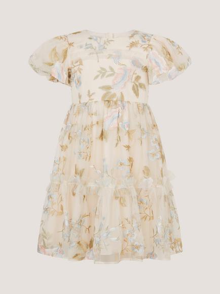 Monsoon Kids' Azalea Embroidered Ruffle Dress, Multi, Multi