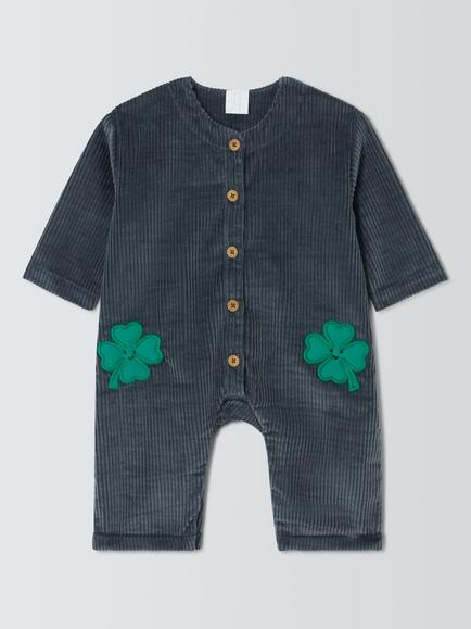 John Lewis Baby Clover Cord Romper, Navy, Navy