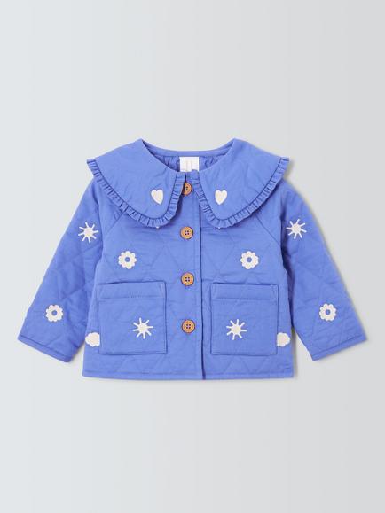 John Lewis Baby Quilted Jacket, Mid Blue, Mid Blue