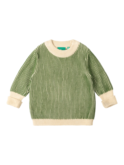 Little Green Radicals Kids' Snuggly Ribbed Knit Jumper, Green, Green