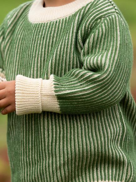 Little Green Radicals Kids' Snuggly Ribbed Knit Jumper, Green - view 2, Green