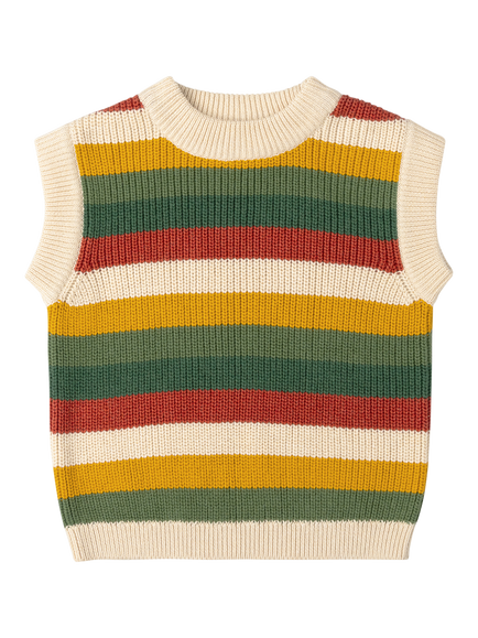 Little Green Radicals Kids' Knitted Striped Pullover Vest, Multi, Multi