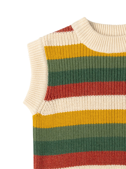 Little Green Radicals Kids' Knitted Striped Pullover Vest, Multi - view 2, Multi