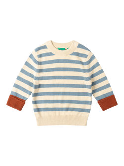 Little Green Radicals Kids' Knitted Striped Jumper, Blue, Blue