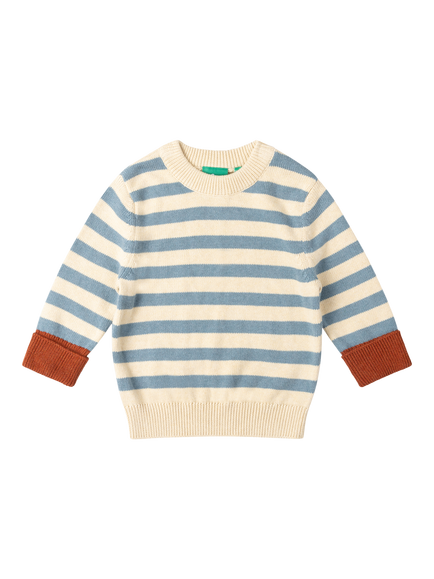 Little Green Radicals Kids' Knitted Striped Jumper, Blue, Blue