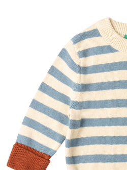 Little Green Radicals Kids' Knitted Striped Jumper, Blue - view 2, Blue