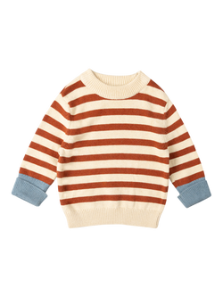 Little Green Radicals Kids' Knitted Striped Jumper, Red, Red