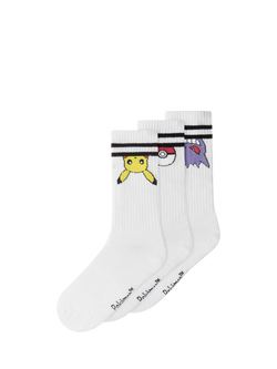 NAME IT Kids' Pokémon Socks, Pack of 3, Bright White, Bright White
