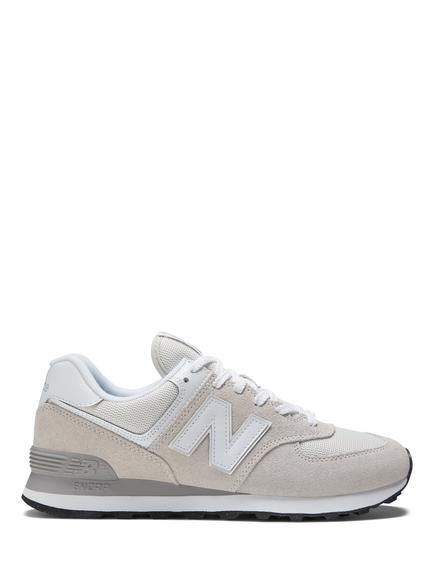 New Balance 574 Leather Lace Up Trainers, Nimbus Cloud/White, Nimbus Cloud/White